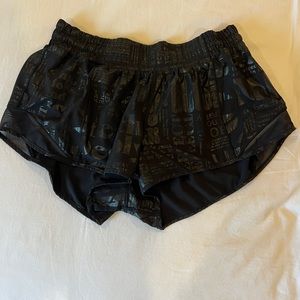 Lululemon Black Embossed Hotty Hot Shorts